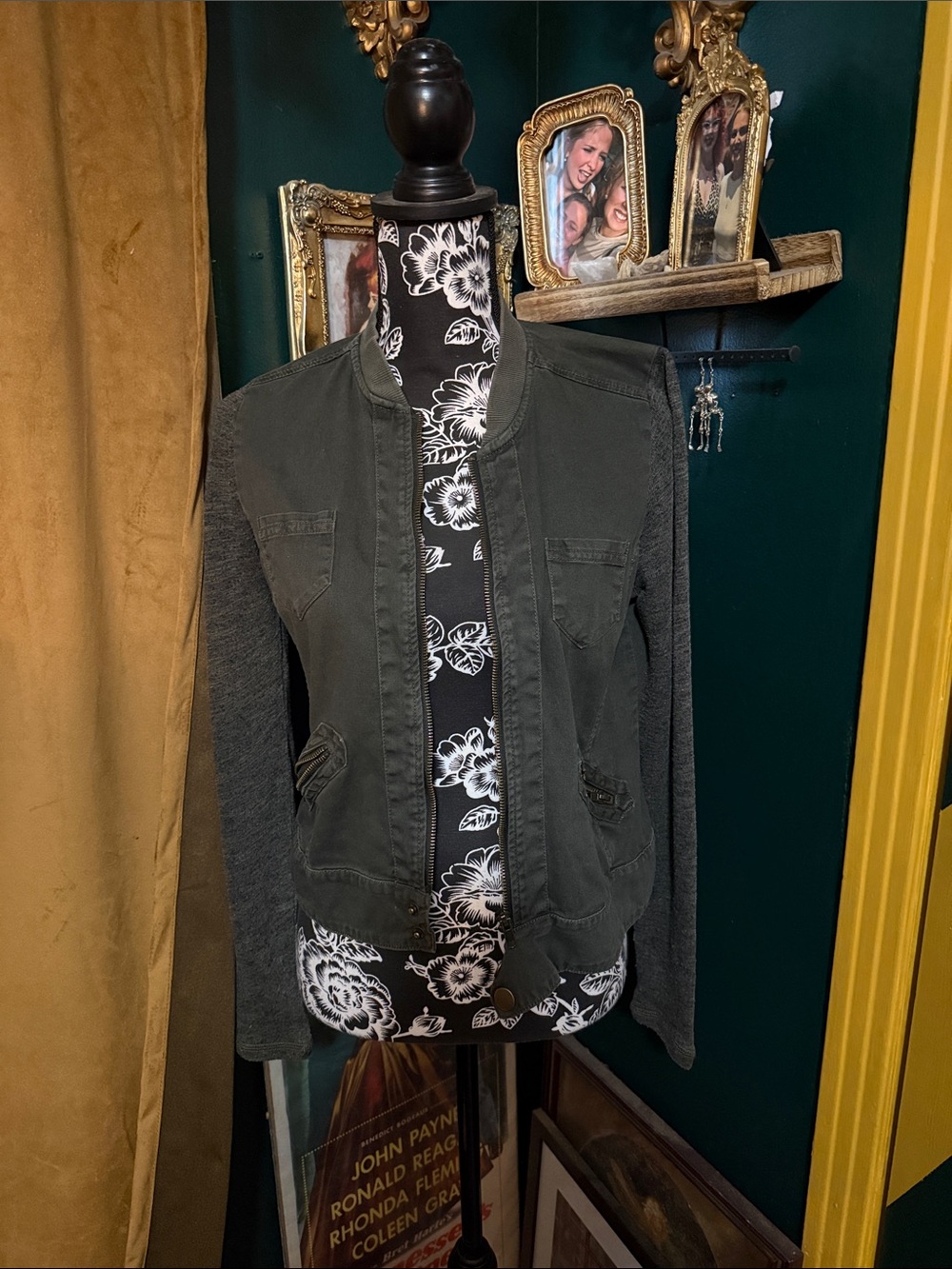 Others Follow Dark Gray Mixed-Material Utility Jacket